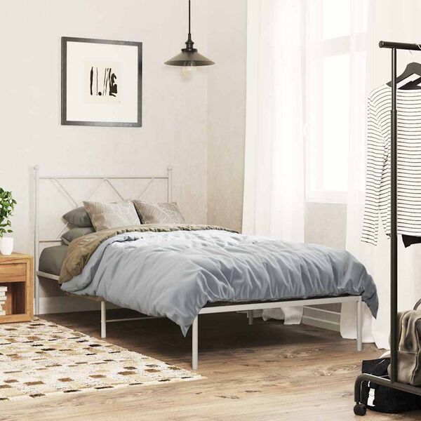vidaXL Bedframe met hoofdbord metaal wit 90x190 cm