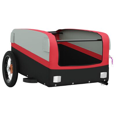 vidaXL Fietstrailer 30 kg ijzer zwart en rood