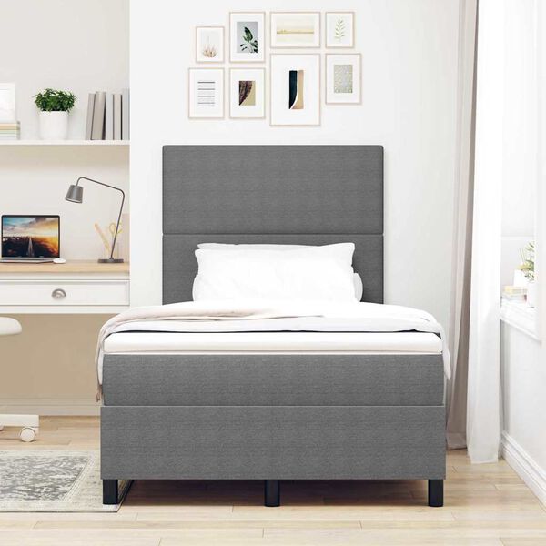 vidaXL Boxspring bed Lichtgrijs en wit. 193 x 120 x 128 cm
