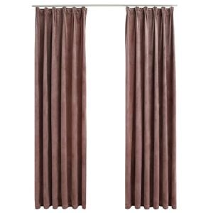 vidaXL Gordijnen verduisterend 2 st met haken 140x245 cm fluweel roze