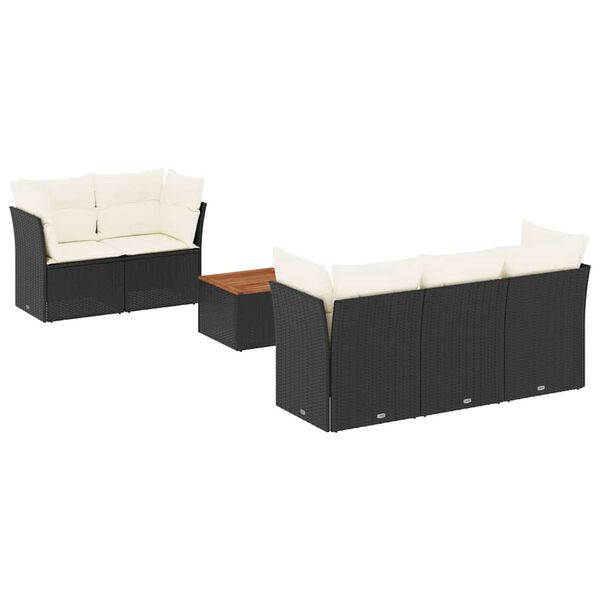 vidaXL 6-delige Loungeset met kussens poly rattan zwart