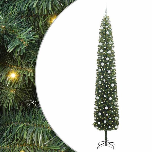 vidaXL Kunstkerstboom Groen 270 cm PVC en Staal en Kunststof