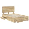 vidaXL Bedframe met hoofdeinde Sonoma Eiken 135 x 190 cm Bewerkt hout