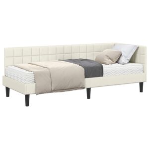 vidaXL Hoekbedframe met Matras met hoofdeinde 2 st Cr&egrave;me Fluweel