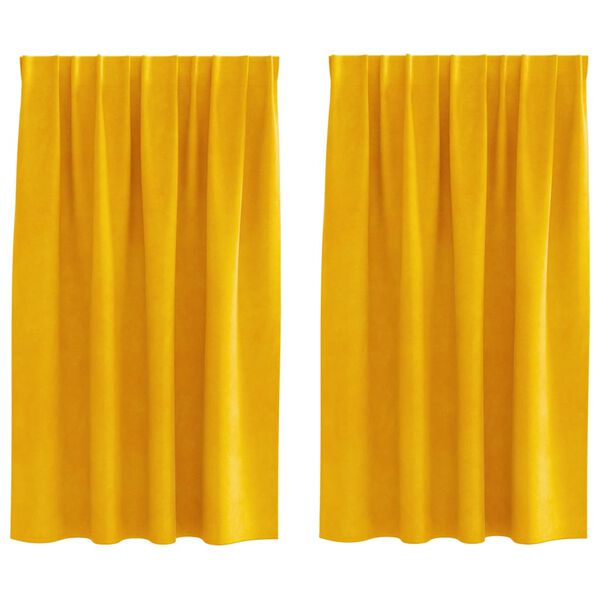 vidaXL Verduisterende gordijnen 2 pcs Mosterdgeel 140 x 140 cm Fluweel