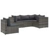 vidaXL 5-delige Loungeset met kussens poly rattan grijs