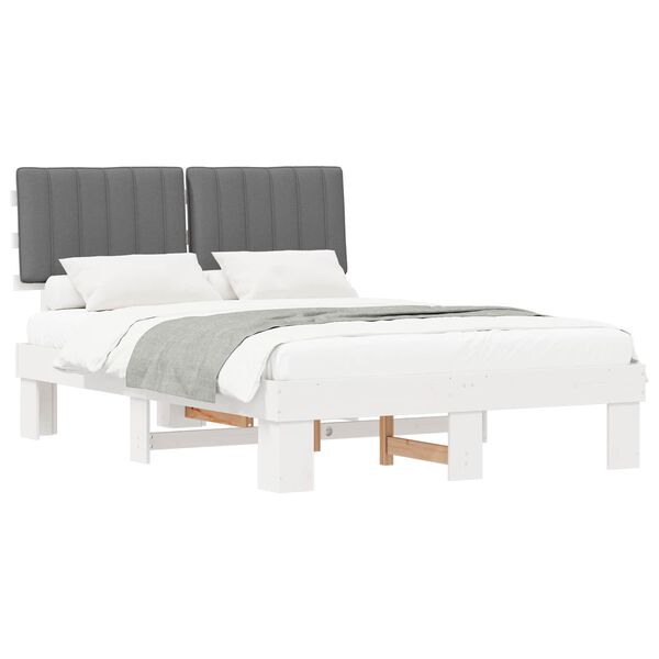 vidaXL Bedframe met Gevoerd Hoofdgedeelte Lichtgrijs 140 x 190 cm