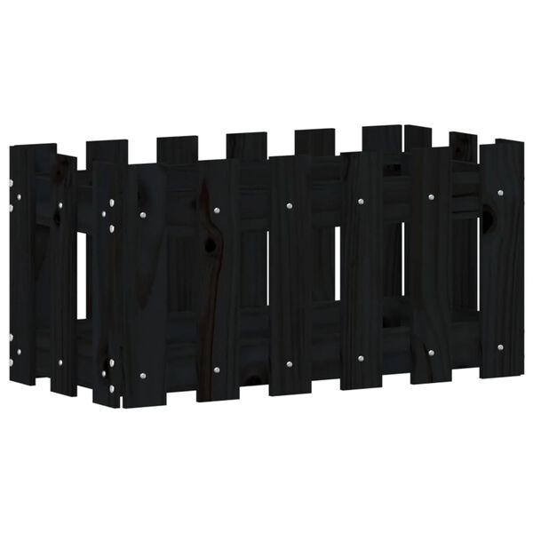 vidaXL Plantenbak met hekontwerp 60x30x30 cm massief grenenhout zwart