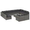 vidaXL 12-delige Loungeset met kussens poly rattan grijs