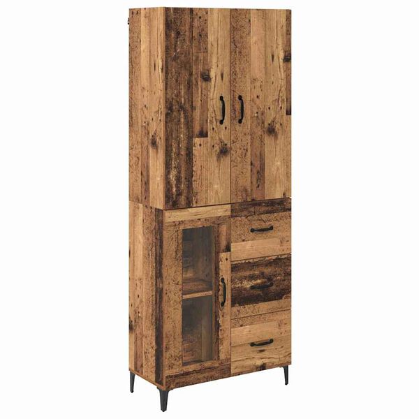 vidaXL Highboard met lade Oud Hout 69,5 x 34 x 180 cm Bewerkt hout