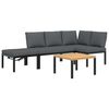 vidaXL 4-delige Loungeset met kussens aluminium zwart
