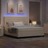 vidaXL Boxspring bed met matras met LED Cr&egrave;me 180 x 200 cm Stof