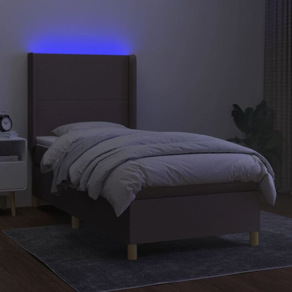 vidaXL Boxspring met matras en LED stof taupe 80x200 cm