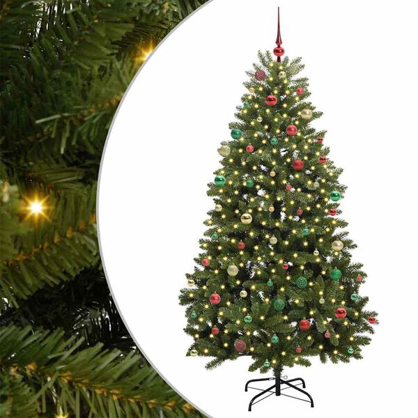 vidaXL Kunstkerstboom met 300 LED Groen 210 cm PVC en Metaal