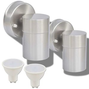 vidaXL LED-wandlamp buiten neerwaarts RVS 2 st