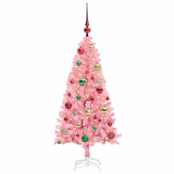 vidaXL Kerstboom met 150 LED met standaard Roze 120 cm PVC