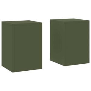 vidaXL Plantenstandaard 2 pcs Olijfgroen 24 x 24 x 35 cm Staal