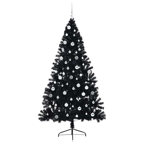 vidaXL Kunstmatig Voorverlicht Kerstboom met 300 LED Zwart 210 cm PVC