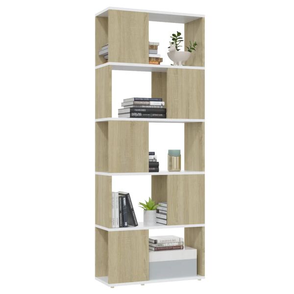 vidaXL Boekenkast/kamerscherm 60x24x155 cm wit en sonoma eikenkleurig