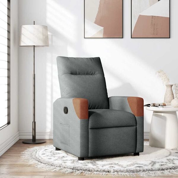 vidaXL Relaxfauteuil Donkergrijze Stof