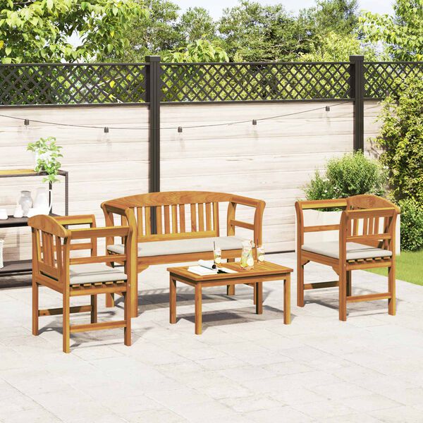 vidaXL Tuinrozelounge set met kussen 4 pcs Massief Acaciahout
