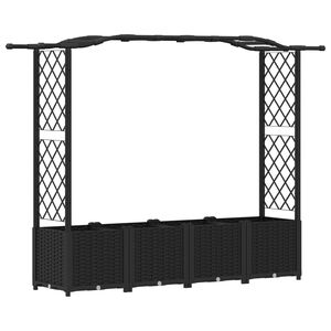vidaXL Verhoogd Bed met Trellis en Dak Zwart 204 x 40 x 138 cm PP