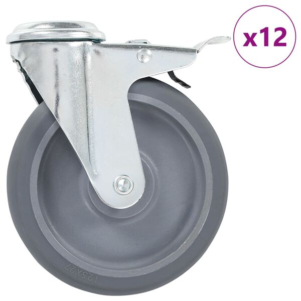 vidaXL 12 st Zwenkwielen met boutgaten 125 mm