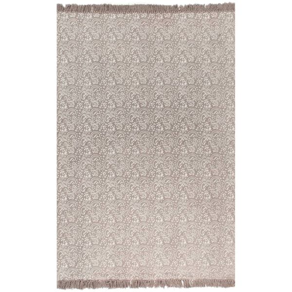 vidaXL Kelim vloerkleed met patroon 160x230 cm katoen taupe
