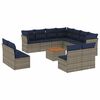 vidaXL 12-delige Loungeset met kussens poly rattan grijs