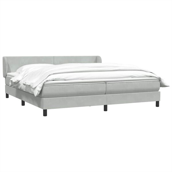 vidaXL Boxspring met matrassen fluweel lichtgrijs 180x210 cm
