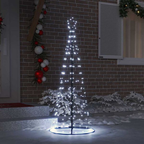 vidaXL LED Kerstboom met 390 LED met grondpennen Koudwit 250 cm IJzer