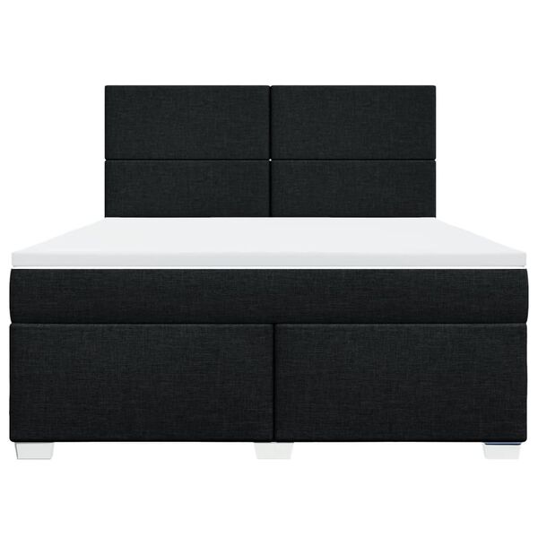 vidaXL Boxspring met matras stof zwart 180x200 cm