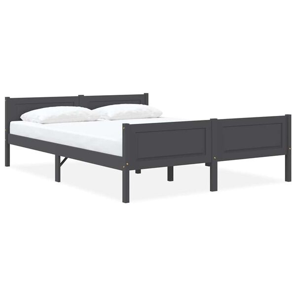 vidaXL Bedframe massief grenenhout grijs 120x200 cm