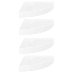 vidaXL Zwevende hoekplanken 4 st hoogglans wit 25x25x3,8 cm MDF