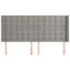 vidaXL Hoofdbord met randen 183x16x118/128 cm fluweel lichtgrijs