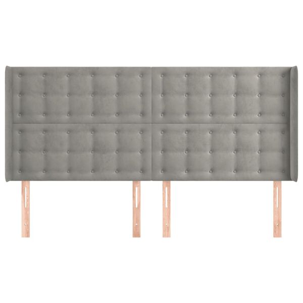 vidaXL Hoofdbord met randen 183x16x118/128 cm fluweel lichtgrijs