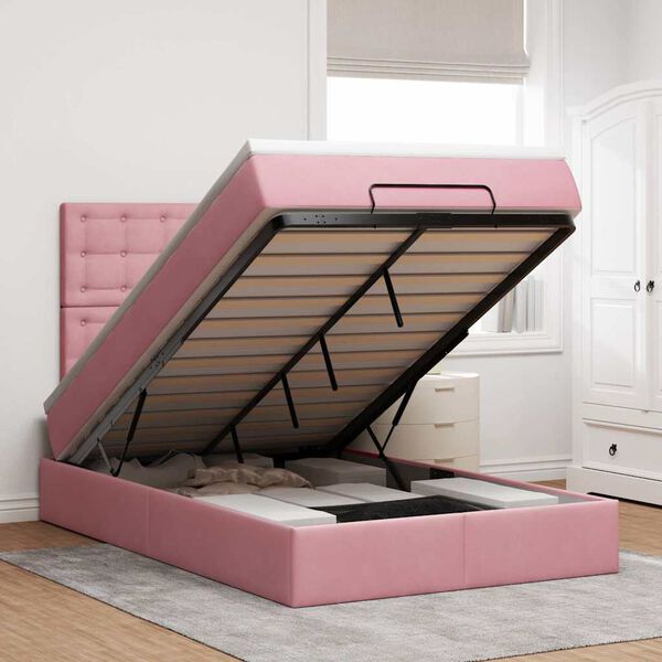 vidaXL Ottoman bed met matrassen 120x200cm fluweel roze