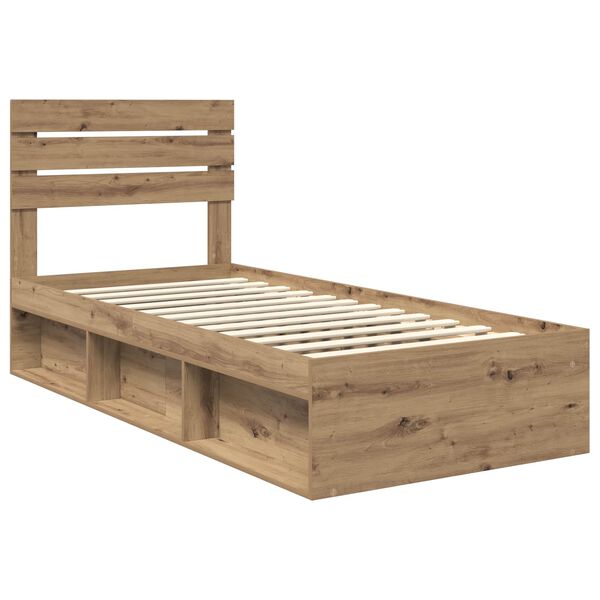 vidaXL Bedframe Ambachtelijk eiken 100 x 200 cm Massief grenenhout