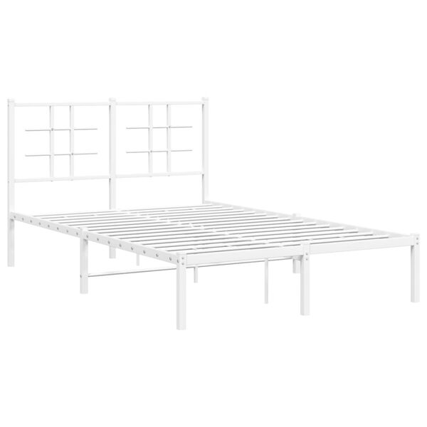 vidaXL Bedframe met hoofdbord metaal wit 120x200 cm