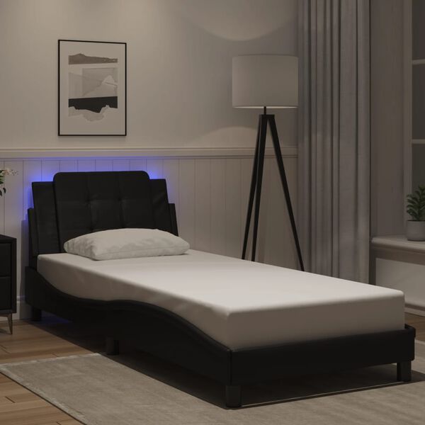 vidaXL Bedframe met LED zonder matras "Zadar" zwart 90x200 cm