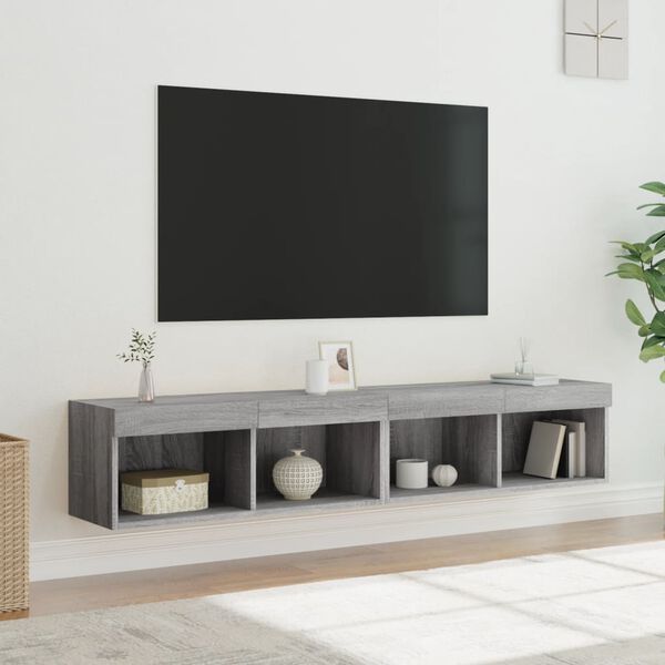 vidaXL Tv-meubels met LED-verlichting 2 st 80x30x30 cm grijs sonoma