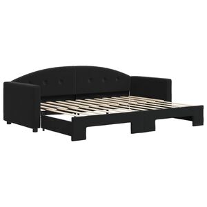 vidaXL Slaapbank met onderschuifbed 80x200 cm fluweel zwart