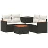 vidaXL Bankstel 6 st Zwart en Cream Wit Poly Rattan en Staal