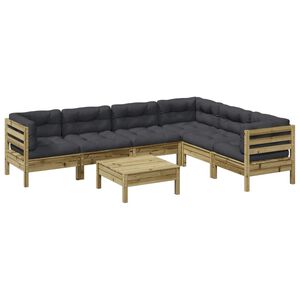 vidaXL 7-delige Loungeset met kussens ge&iuml;mpregneerd grenenhout