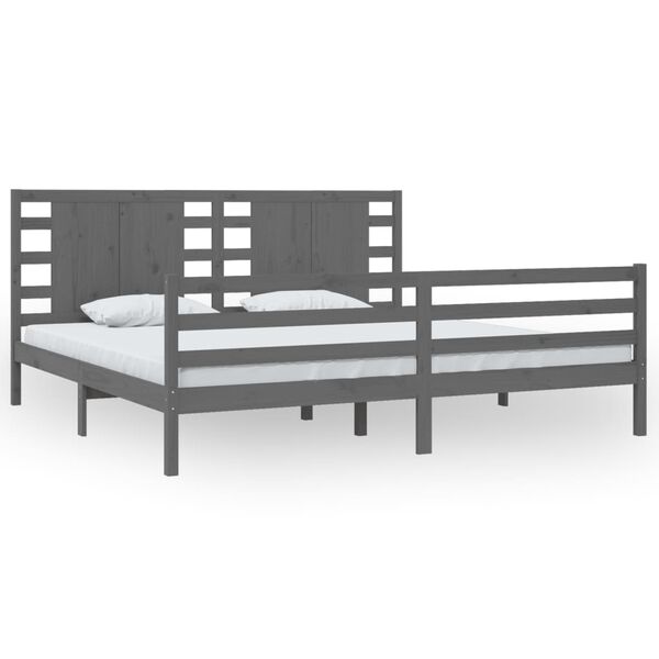 vidaXL Bedframe massief grenenhout grijs 200x200 cm