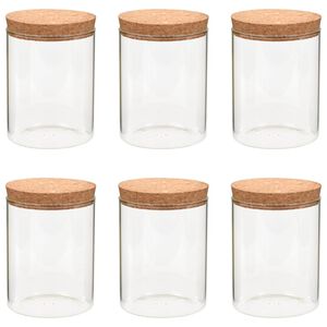 vidaXL Opbergpotten met kurken deksel 6 st 650 ml glas