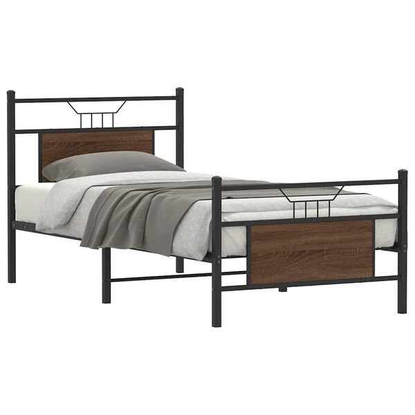 vidaXL Bedframe zonder matras bewerkt hout bruin eikenkleur 75x190 cm