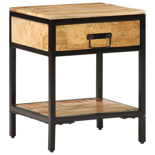 vidaXL Nachtkastje met lade Bruin 40 x 35 x 50 cm Massief mangohout