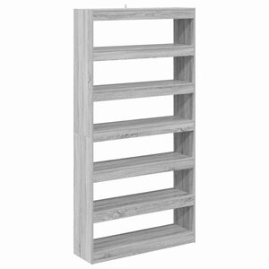 vidaXL Boekenkast 6-laags 100 x 30 x 198 cm Bewerkt hout Grijs Sonoma
