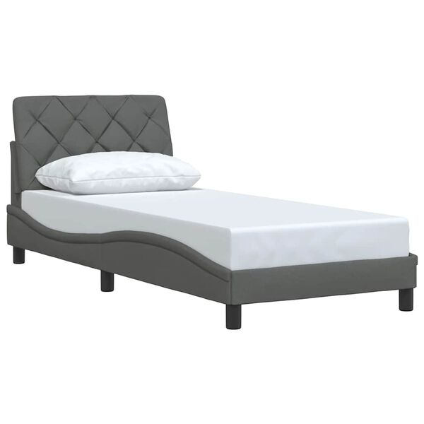 vidaXL Bedframe zonder matras 80x200 cm stof donkergrijs